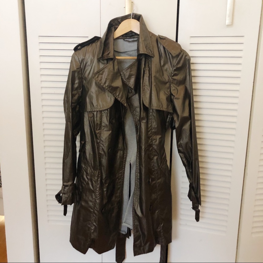Metallic trench coat